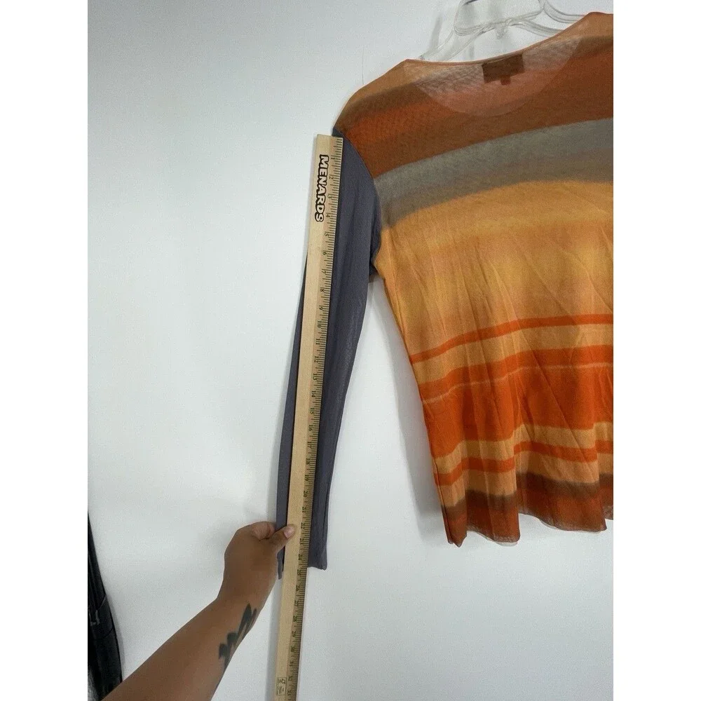 Petit Pois by Viviana G Mesh Top Orange 2 Piece Long Sleeve Top Artsy Y2K USA